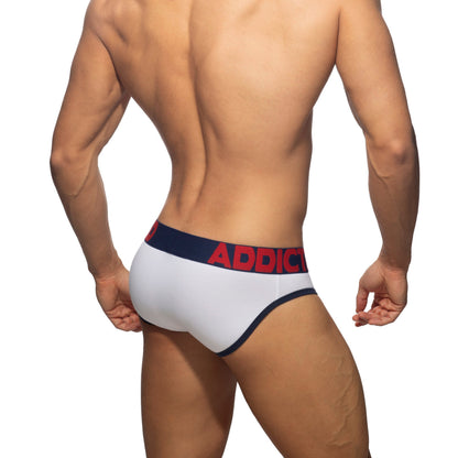 ADDICTED Open Fly Cotton Brief White/Navy