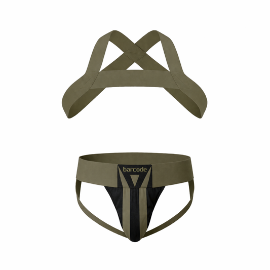 Barcode Berlin Multipack 1x Zuri Jockstrap Darkarmy/Black + 1x Harness Matt Pop Grasslandbeige